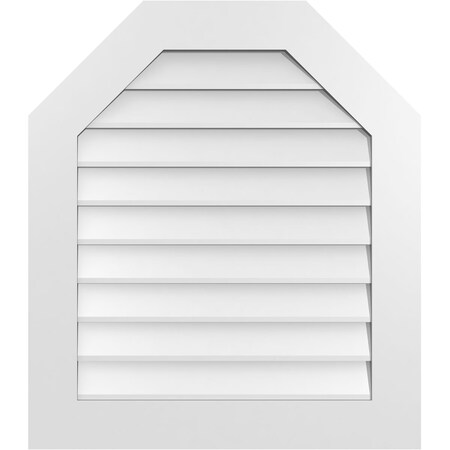 Ekena Millwork Octagonal Top Surface Mount PVC Gable Vent w/ 3-1/2"W x 1"P Standard Frame, 28"W x 32"H GVPOT28X3201SN